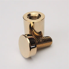 Brass Fitting with polished Gold finish - 19mm Diameter x 25mm Length x M10 Thread