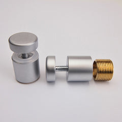 Standoffs - EZI Mount - Brass Round Edge (Small Thread) - Brass Fitting with Satin Silver finish - 16mm Diameter x 14mm Length x M4 Thread