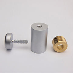 Standoffs - EZI Mount - Brass Round Edge (Small Thread) - Brass Fitting with Satin Silver finish - 16mm Diameter x 25mm Length x M4 Thread