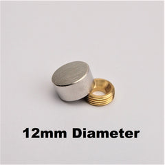 Brass Mirror Cap - Brass Fitting with Satin Chrome finish - 12mm Diameter